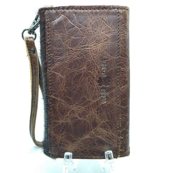 PG Collections Cross Rawhide Brown Leather Mobile Phone Case / Wallet / Wristlet - Picture 3 of 11